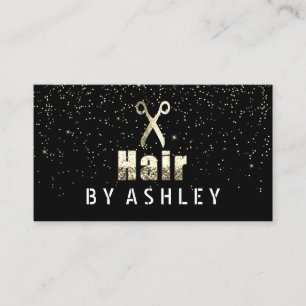 Hair Stylist Salon Black Gold Confetti Appointment Business Card