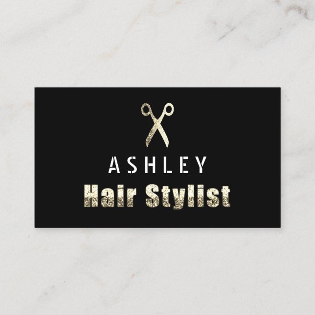 Hair Stylist Salon Black White Appointment Card (Front)