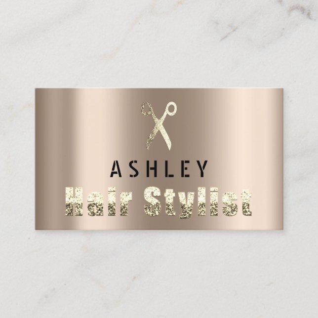 Hair Stylist Salon Bronze Gold Appointment Card (Front)
