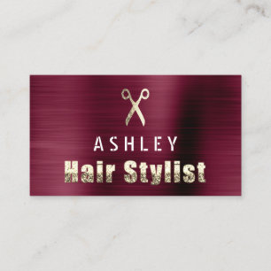 Hair Stylist Salon Burgundy Gold Appointment Card