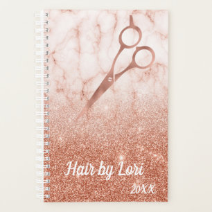 Hair Stylist Salon Business Rose Gold Scissors Planner