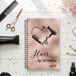 Hair Stylist Salon Business Rose Gold Scissors Planner