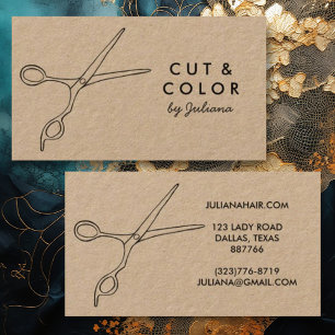 Hair Stylist Salon Chic Scissors Line Art Minimal Business Card