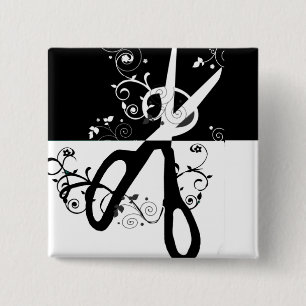 Hair Stylist Salon Chic Trendy  Scissors Fashion 15 Cm Square Badge