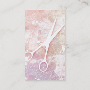 hair stylist salon galaxy pink trendy scissors appointment card
