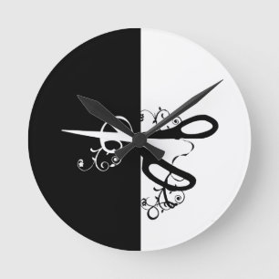 Hair Stylist Salon Hairstylist Craft   Scissors Round Clock