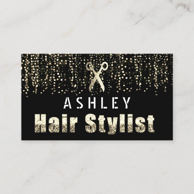 Hair Stylist Salon Light Gold Appointment Card (Front)