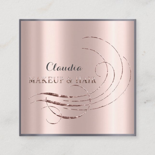 Hair Stylist Salon Makeup Artist Appointment Rose Square Business Card (Front)