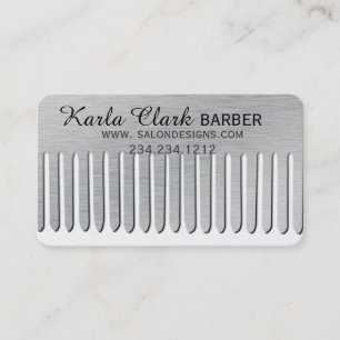 Hair Stylist Salon  Modern Metal Platinum Comb Appointment Card