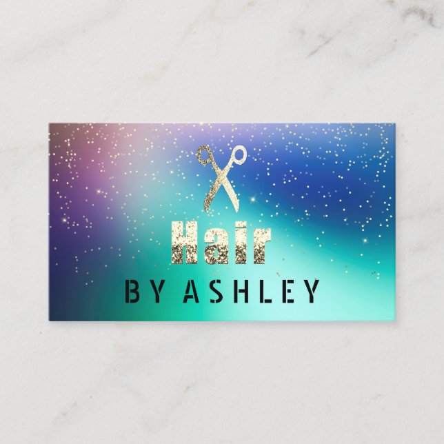 Hair Stylist Salon Navy Gold Confetti Appointment Business Card (Front)