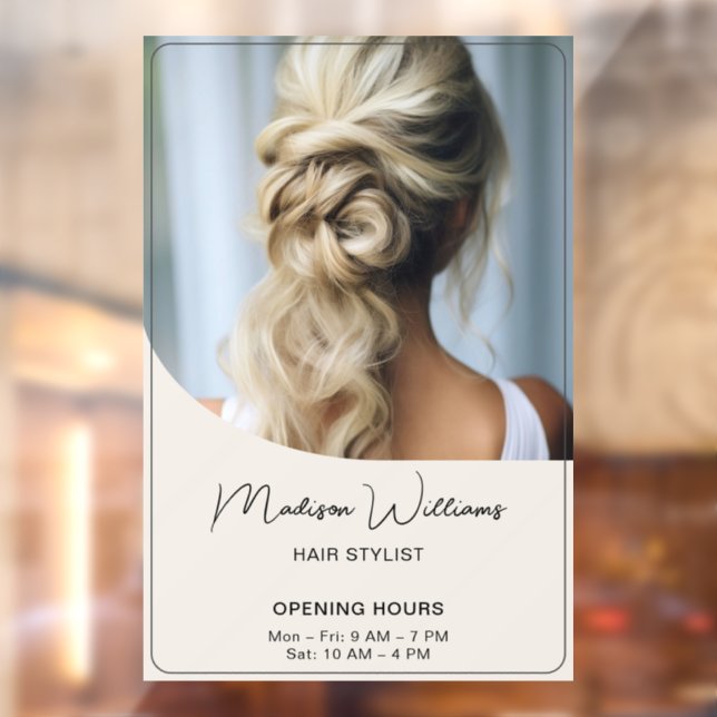 Hair Stylist Salon Opening Hours Window Cling (Sheet 2)