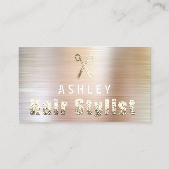 Hair Stylist Salon Rose Gold Appointment Card (Front)