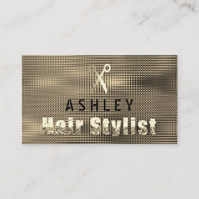 Hair Stylist Salon Sepia Gold Appointment Card (Front)