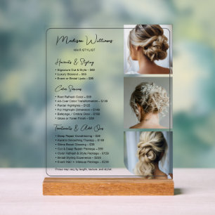 Hair Stylist Salon Services Price List Acrylic Sign