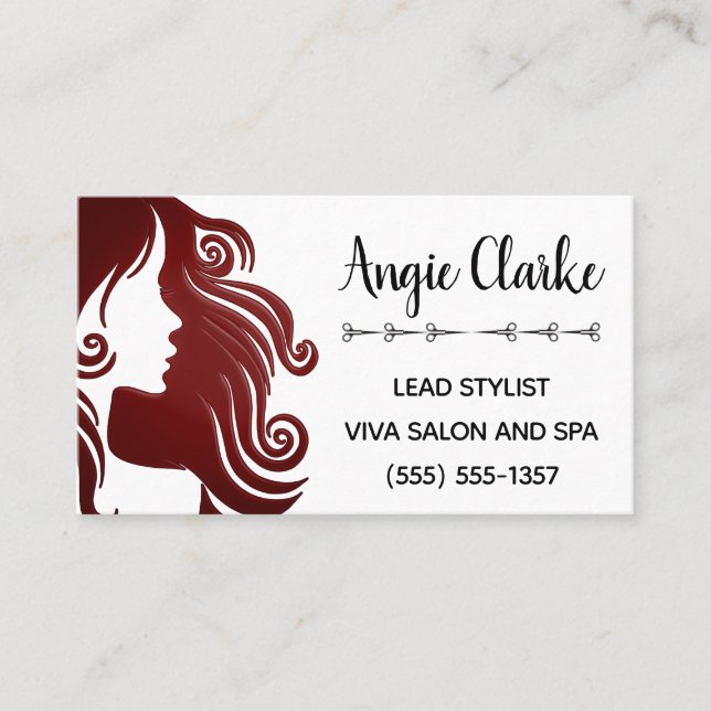 Hair Stylist Salon Silhouette Business/ Appointment Card (Front)