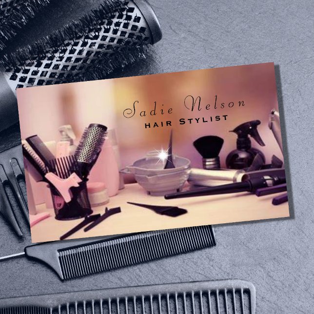 Hair stylist Salon Tools Beauty Business Card (Creator Uploaded)