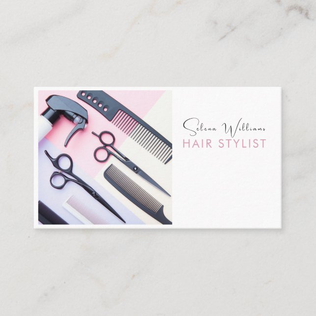 Hair Stylist Salon Tools Minimalist Business Card (Front)