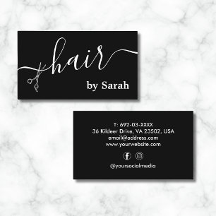 Hair Stylist Scissor Barber Shop Black Custom Business Card