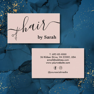 Hair Stylist Scissor Barber Shop Blush Pink Custom Business Card