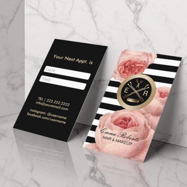 Hair Stylist Scissor & Comb Floral Salon SPA Appointment Card (Creator Uploaded)