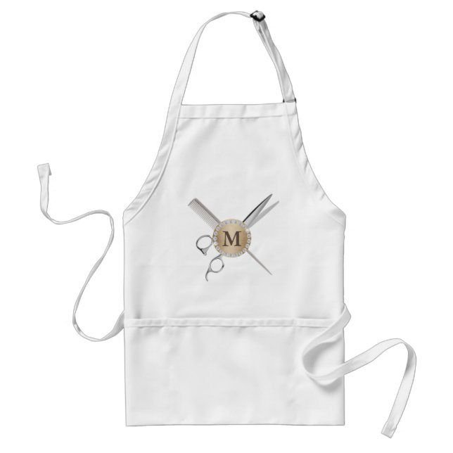 Hair Stylist Scissor & Comb Monogram Beauty Salon Standard Apron (Front)