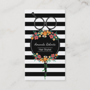Hair Stylist Scissor & Flowers Modern Appointment Card