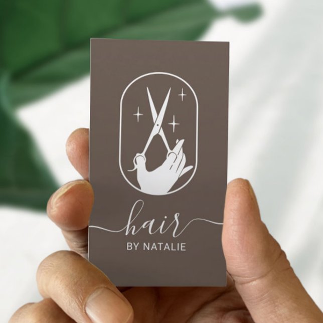 Hair Stylist Scissor Logo Elegant Beauty Salon Business Card (Creator Uploaded)