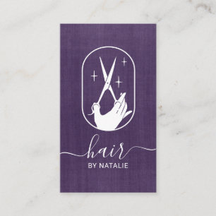 Hair Stylist Scissor Logo Vintage Purple Salon Business Card