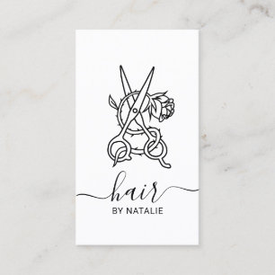 Hair Stylist Scissor Rose Logo Salon Typography Business Card