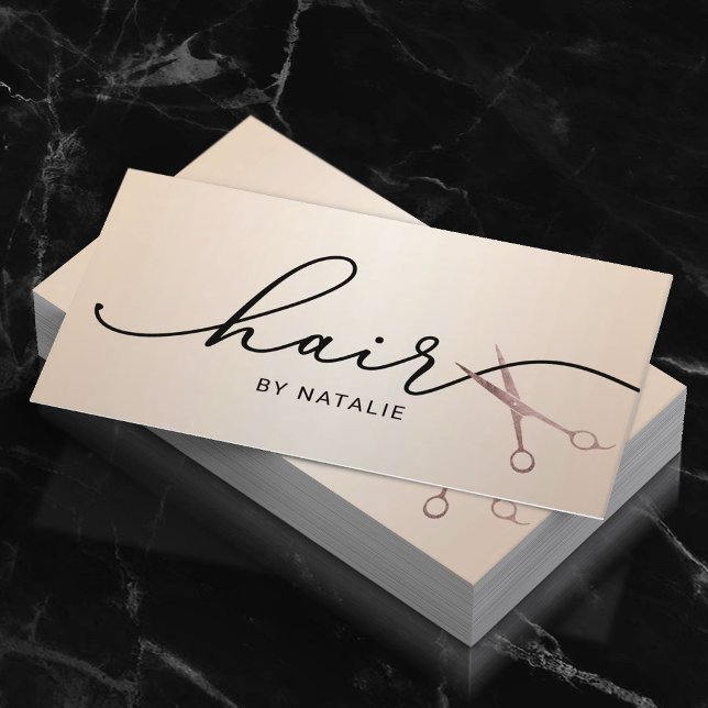 Hair Stylist Scissor Typography Pearl Beauty Salon Business Card (Creator Uploaded)