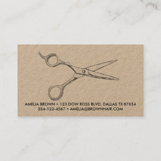 Hair Stylist Scissors Chic Drawing Barber CUSTOM Business Card