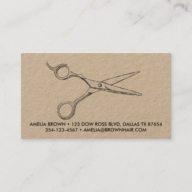Hair Stylist Scissors Chic Drawing Barber CUSTOM Business Card (Back)