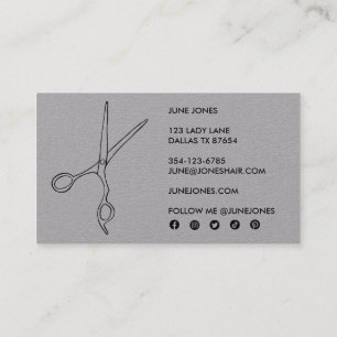 Hair Stylist Scissors Chic Drawing Barber Minimal Business Card