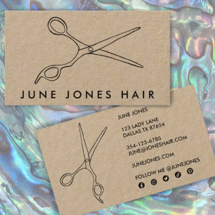 Hair Stylist Scissors Elegant Chic Social Media Business Card