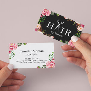 Hair Stylist Scissors Elegant Floral Wrapping Business Card