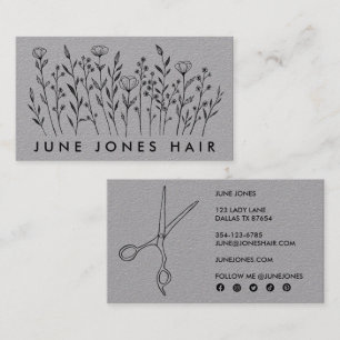 Hair Stylist Scissors Elegant Wildflowers Luxury  Business Card