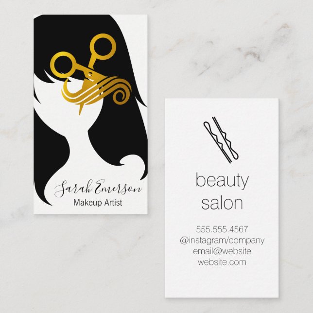 Hair Stylist Scissors Hair Logo Business Card (Front/Back)