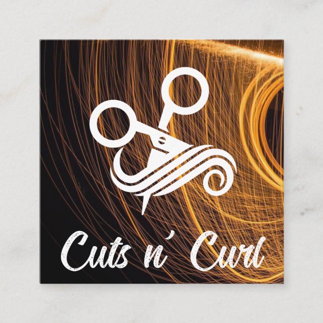 Hair Stylist Scissors Logo | Womens Beauty Square Business Card (Front)