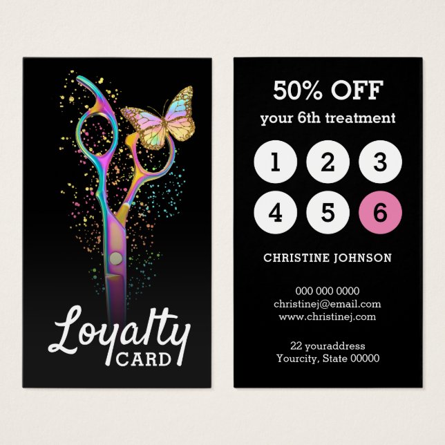 hair stylist scissors loyalty card (Front & Back)