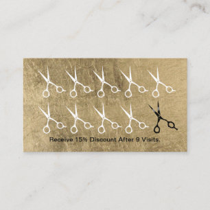 Hair Stylist Scissors Luxury Gold Loyalty Punch Card