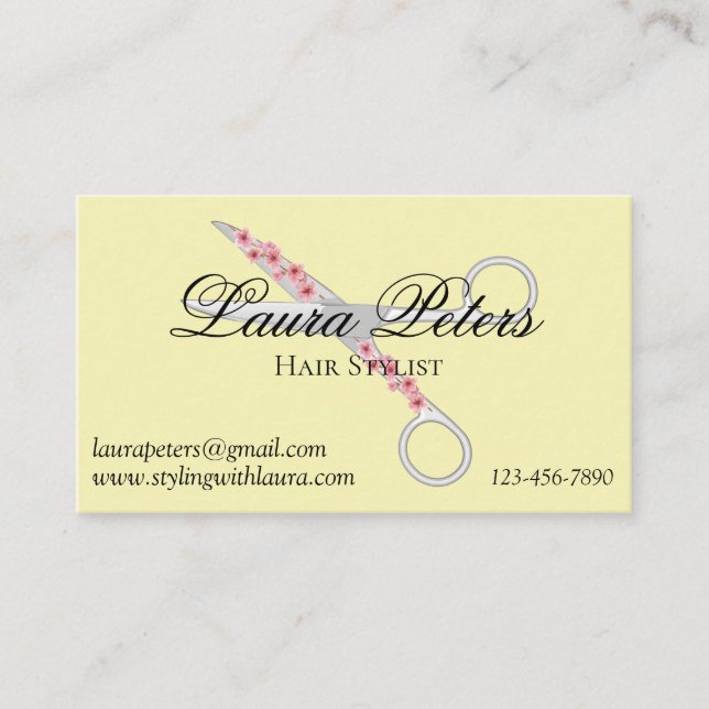 Hair Stylist Scissors - Modern Business Card (Front)