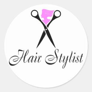 Hair Stylist (Scissors/Pink) Classic Round Sticker