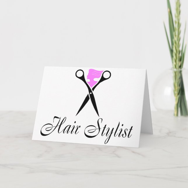 Hair Stylist (Scissors/Pink) Holiday Card (Front)