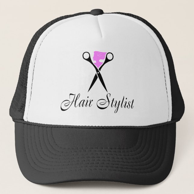 Hair Stylist (Scissors/Pink) Trucker Hat (Front)