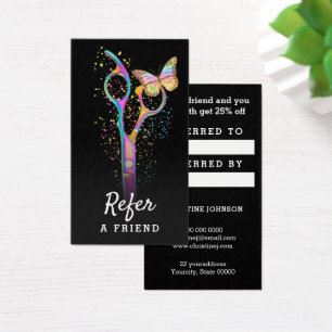 hair stylist scissors referral card