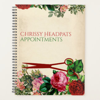 Hair stylist scissors roses salon appointment planner