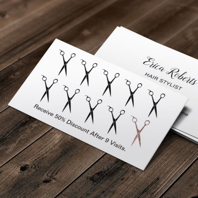 Hair Stylist Scissors Simple Plain Loyalty Punch Card (Creator Uploaded)