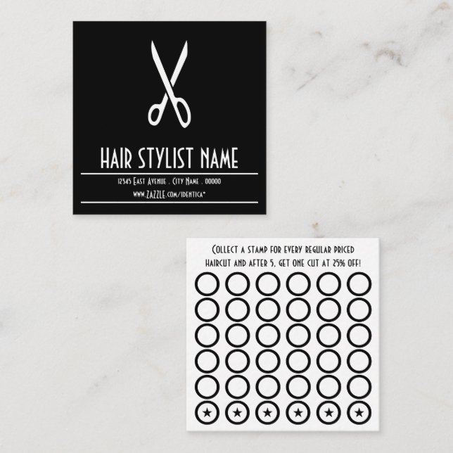 hair stylist scissors stamp card (Front/Back)