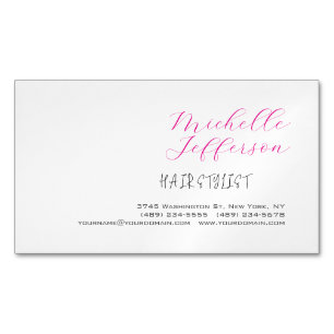 Hair Stylist Script Handwriting Trendy Magnetic Business Card