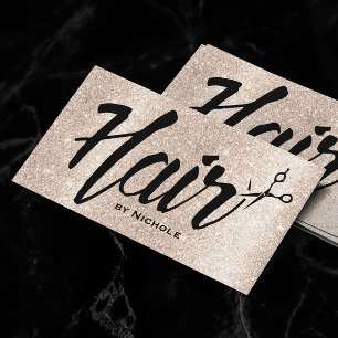 Hair Stylist Script Modern Beige Glitter Appointment Card